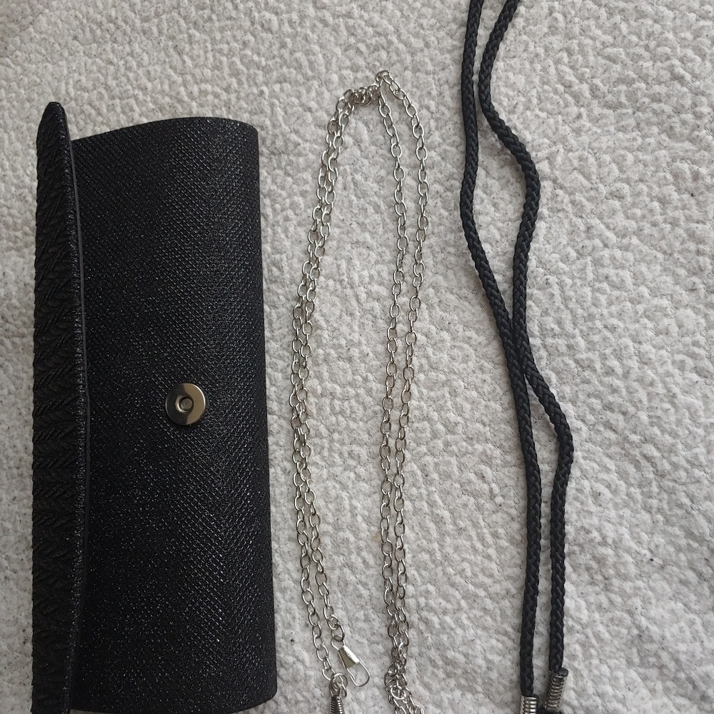 Black glitter clutch